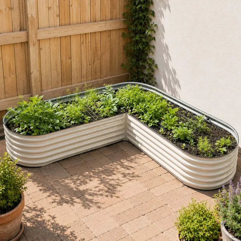YoYoBloom 17" Tall L-Shaped Metal Raised Garden Bed| Upgrade 2.0 Knee-High Design