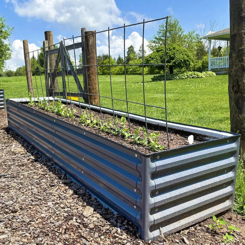 YoYoBloom 17" Tall 8' x 2' Rectangle Metal Raised Garden Bed (9-in-1) | Upgrade 2.0 Knee-High Design