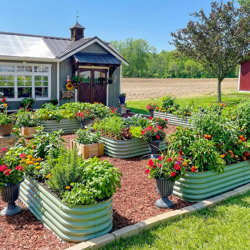 YoYoBloom 17" Tall 8' x 2' Metal Raised Garden Bed (9-in-1) | Upgrade 2.0 Knee-High Design