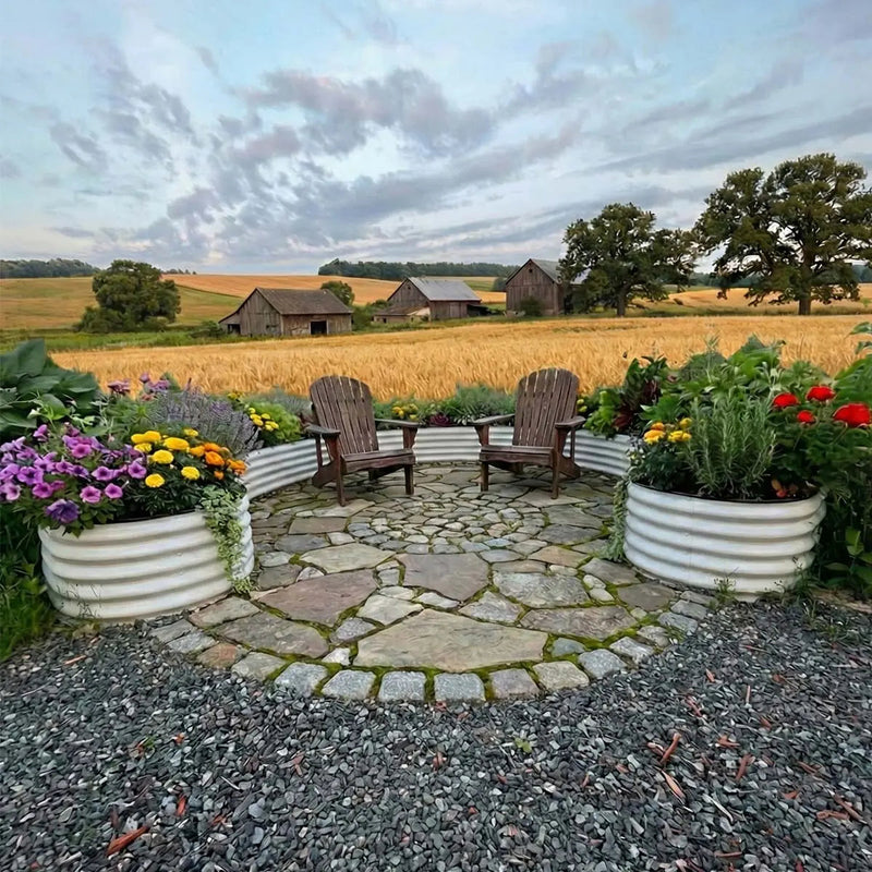 YoYoBloom 17" Tall Ring-Shape Metal Raised Garden Bed | Knee-High Design