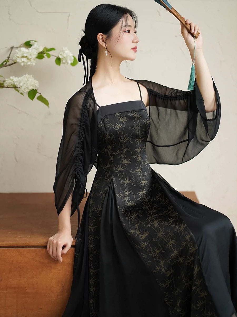 New Chinese Style Dress: Onyx Bamboo