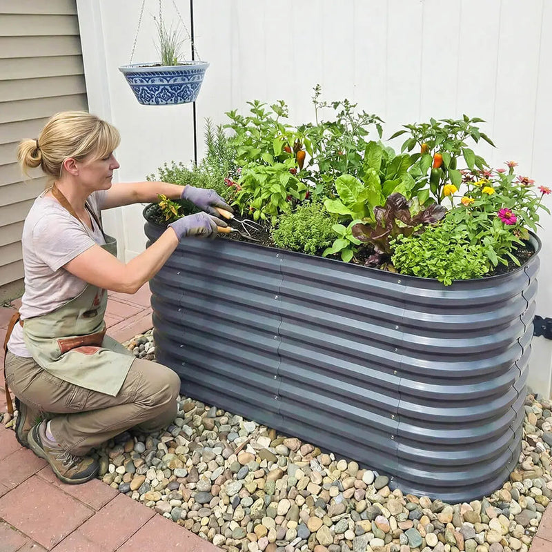 YoYoBloom 32" Tall 5' x 2' Metal Raised Garden Bed (4-in-1) | Upgrade 2.0 Waist-High Design