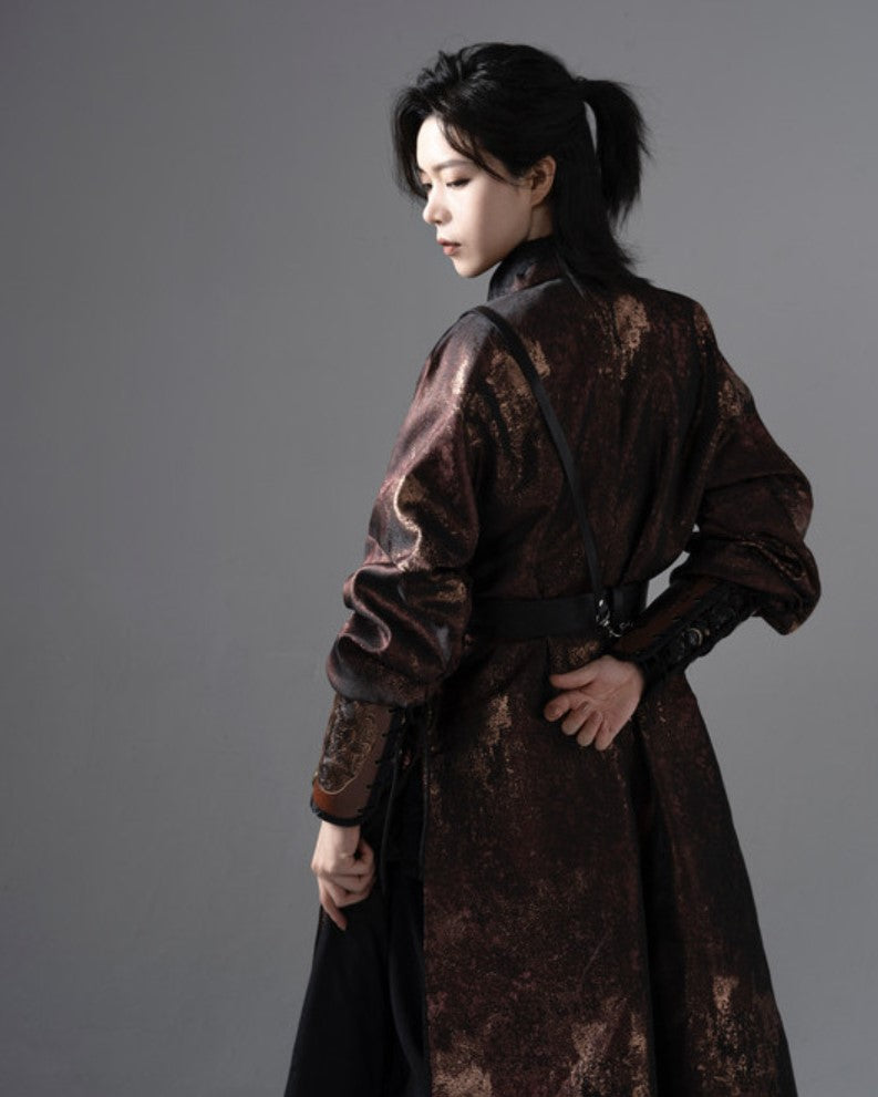 Tang Dynasty Style Modern Reversible Coat - Charcoal Marshmallow 火烧烂棉花