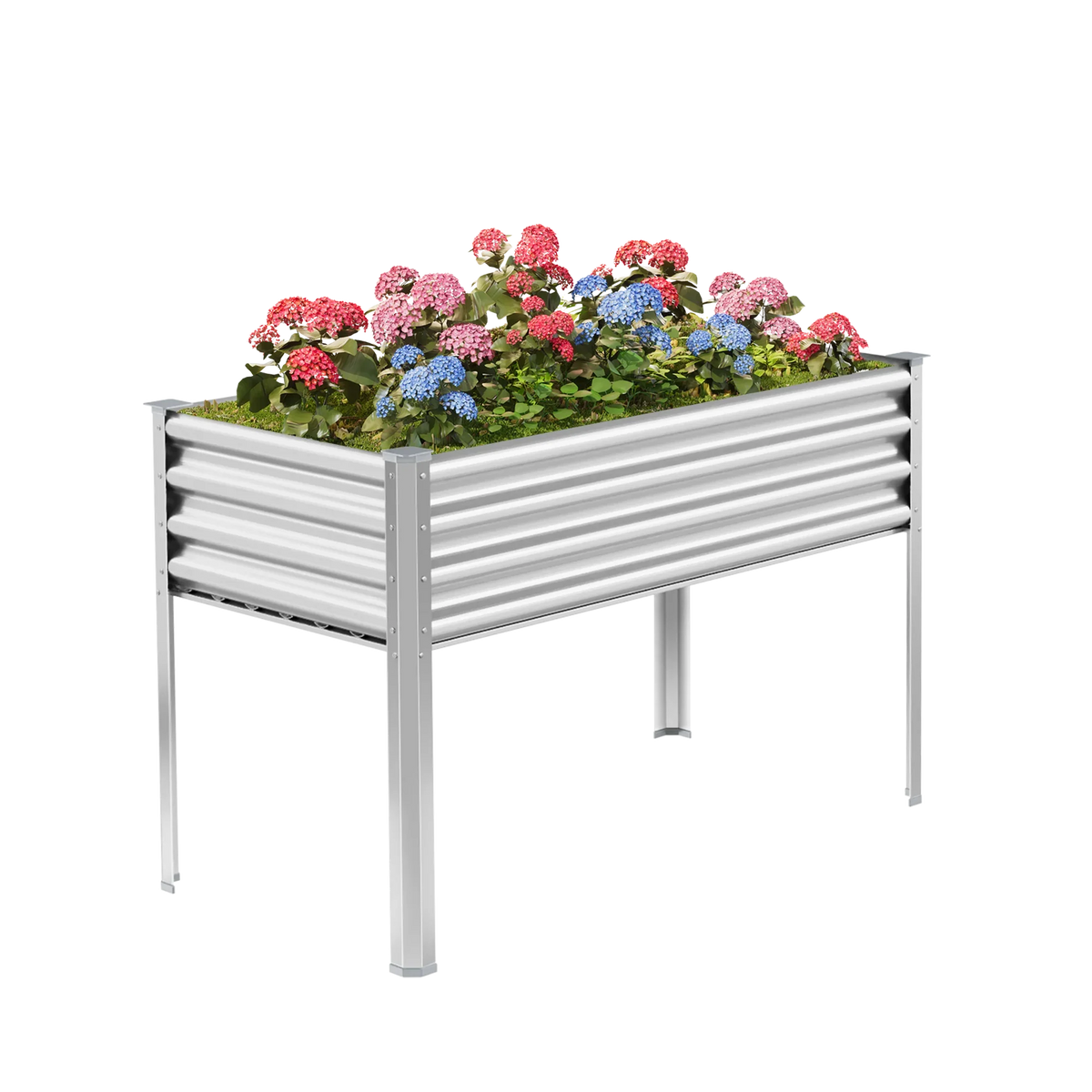 32.4-inch tall rectangular galvanized metal raised garden bed, 4 by 2 feet
