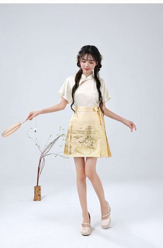 Ming Dynasty Modern Hanfu, Mamianqun, Scenic Tower 多景楼