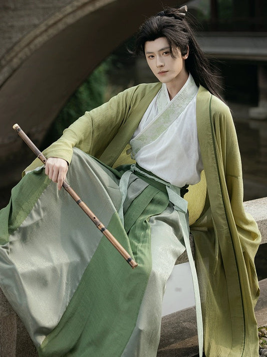 Wei Jin Wuxia Style Qiyao Ruqun - Jade 青玉
