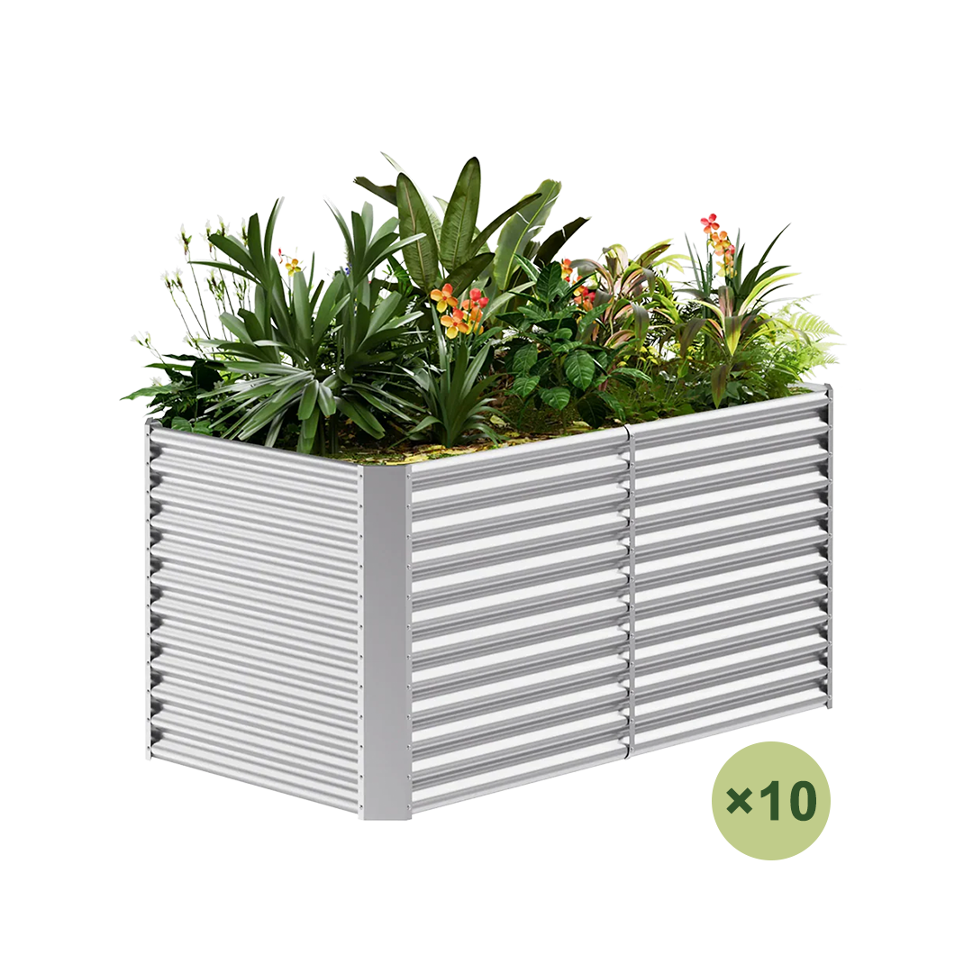 set of 10 — 36-inch tall rectangular galvanized metal raised garden bed, 6 by 3 feet — view 2