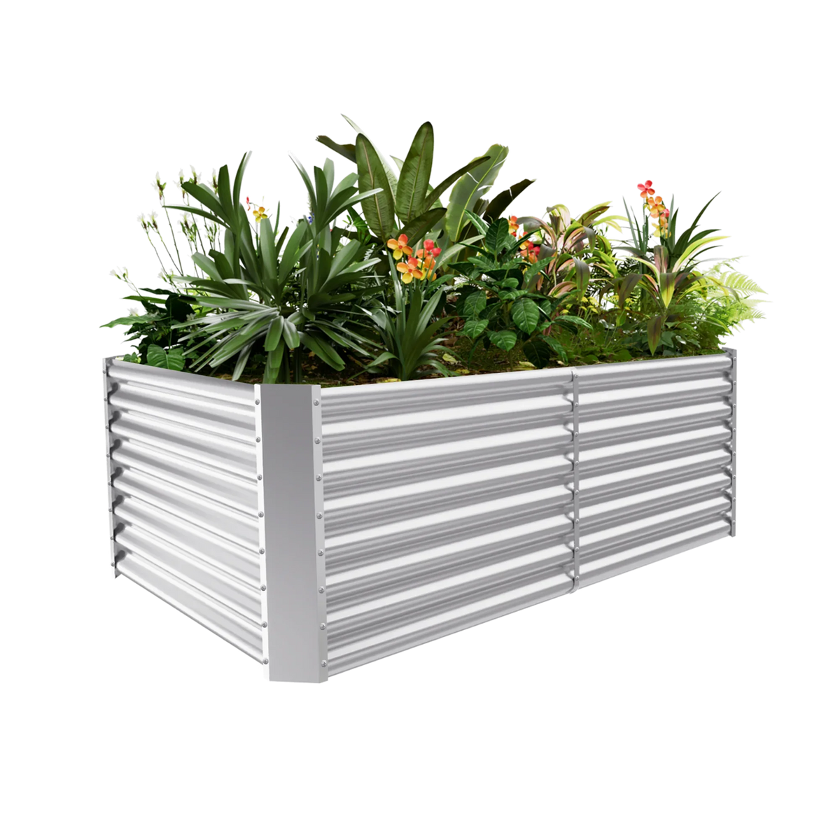 24-inch tall rectangular galvanized metal raised garden bed