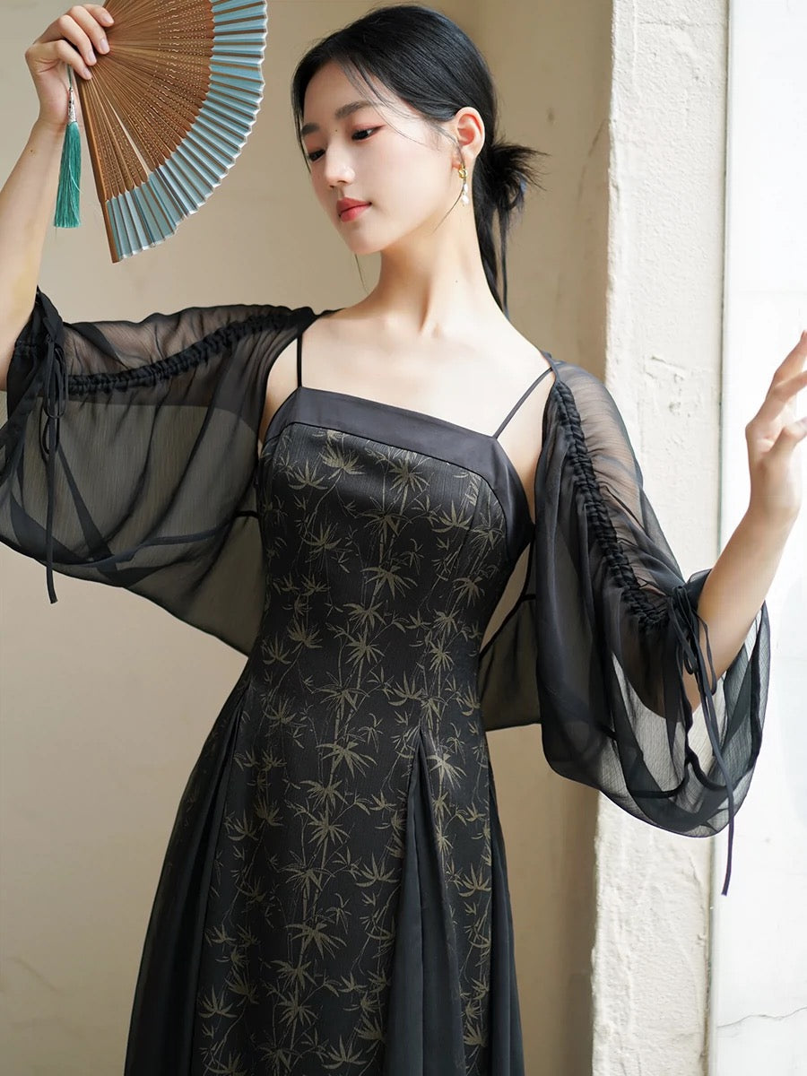 New Chinese Style Dress: Onyx Bamboo