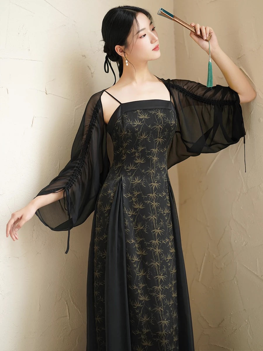 New Chinese Style Dress: Onyx Bamboo
