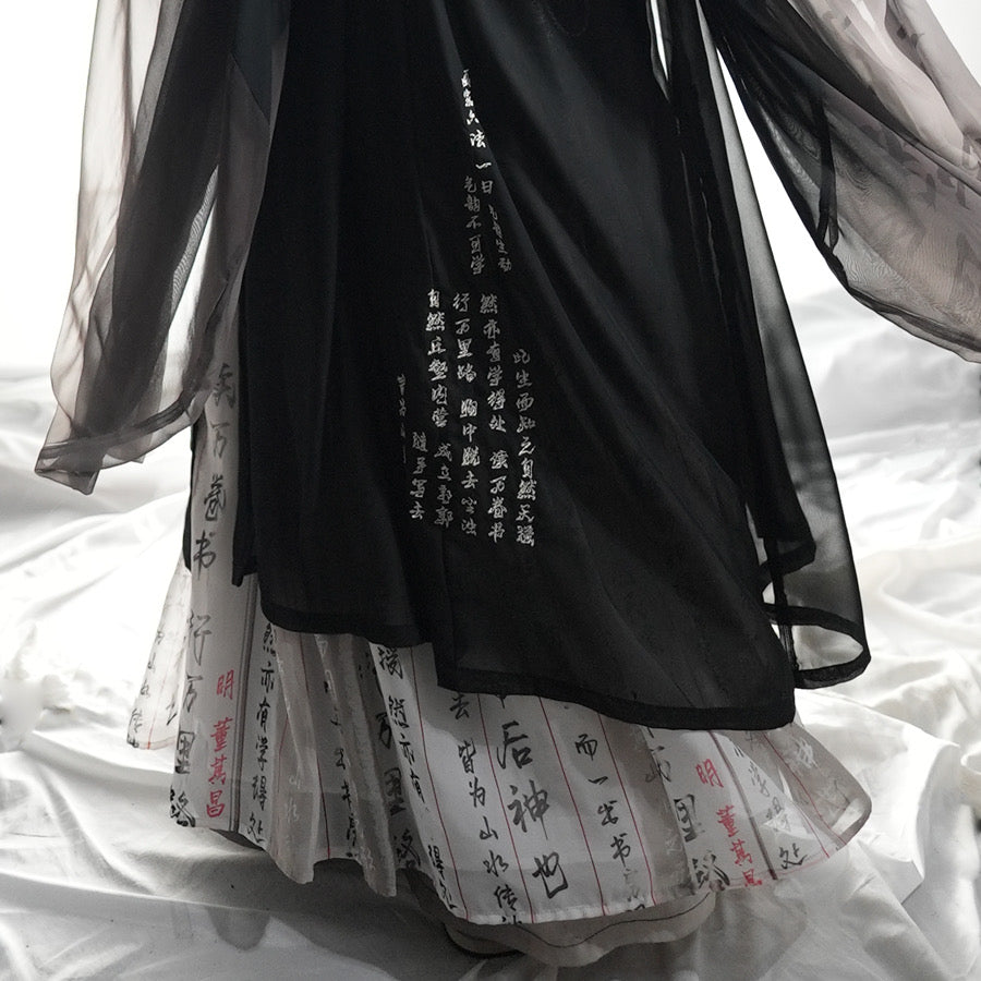 Wei Jin Wuxia Style Qiyao Ruqun - Scroll Sanctuary 万卷书 (Preorder)