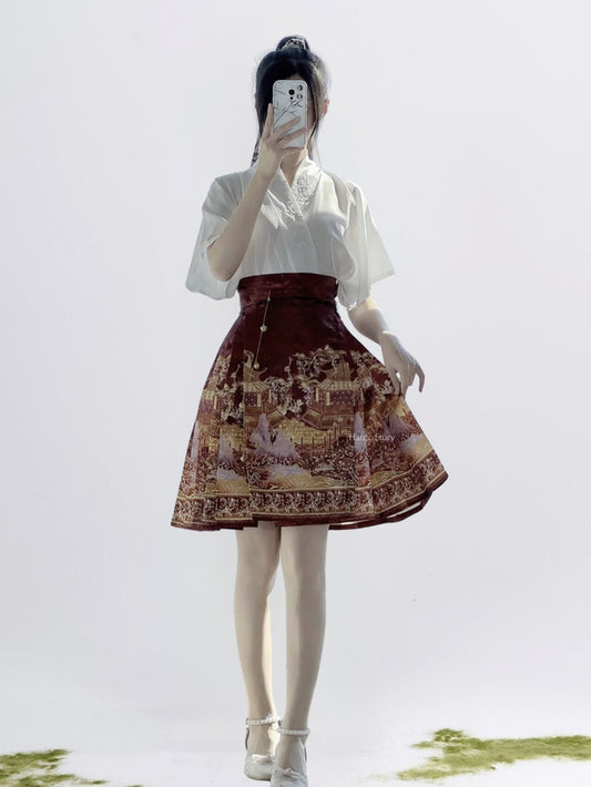 Ming Dynasty Modern Hanfu, Mamianqun, Palace