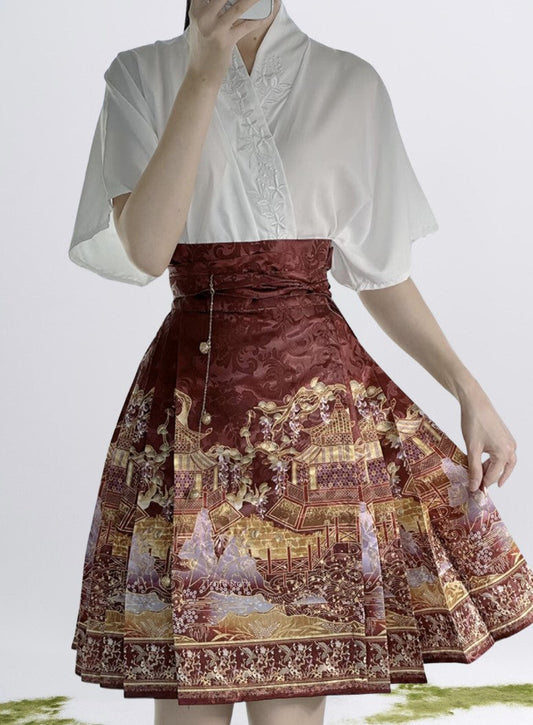 Ming Dynasty Modern Hanfu, Mamianqun, Palace