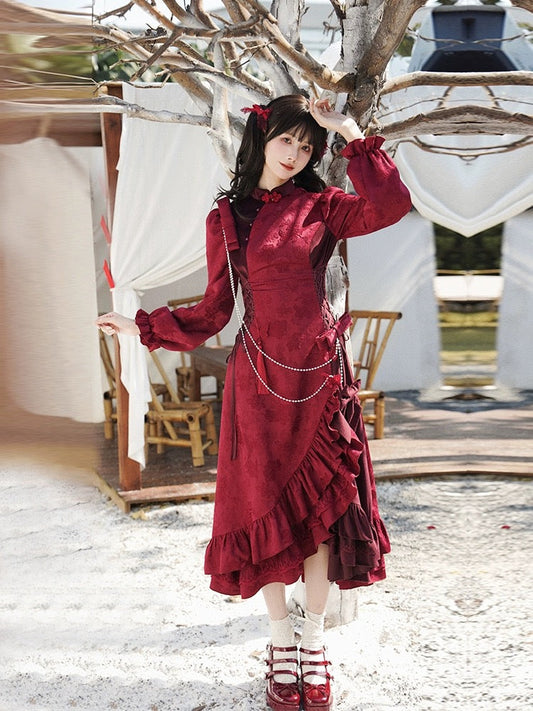 Qi Lolita Cheongsam Inspired Festive Costume, Rosetta (Preorder)
