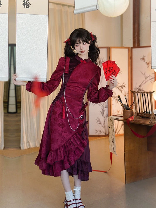 Qi Lolita Cheongsam Inspired Festive Costume, Rosetta (Preorder)