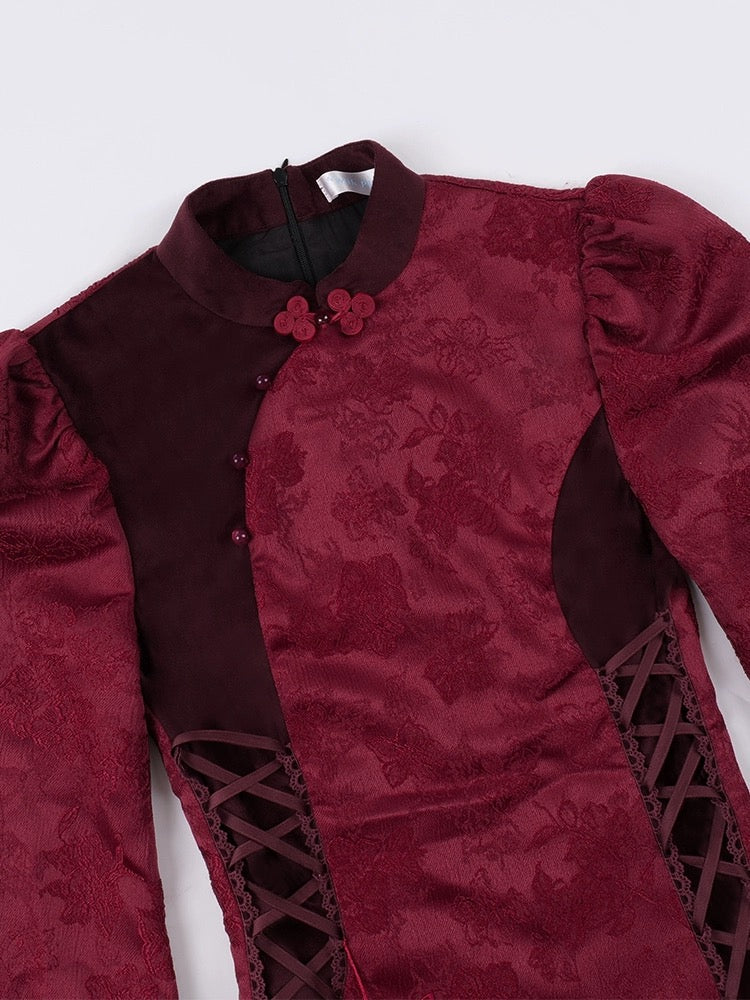 Qi Lolita Cheongsam Inspired Festive Costume, Rosetta (Preorder)