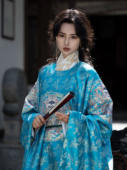 Ming Dynasty Hanfu Robe - Azure Fields 蓝田 (Preorder)