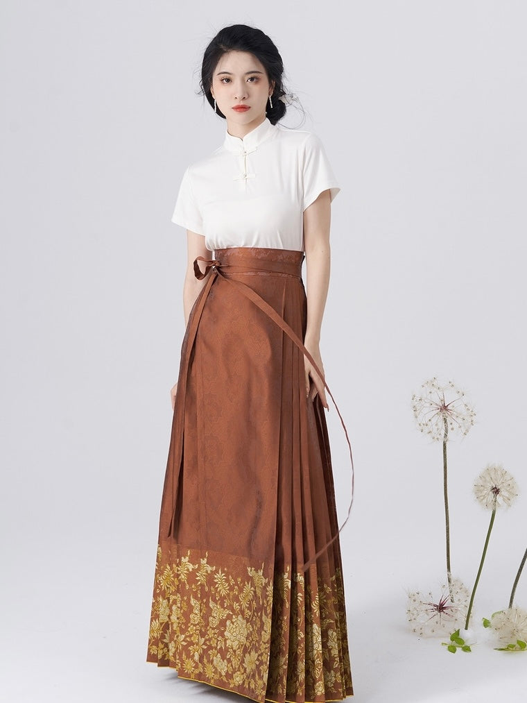 Ming Dynasty Modern Hanfu, Mamianqun, Amber (Preorder)