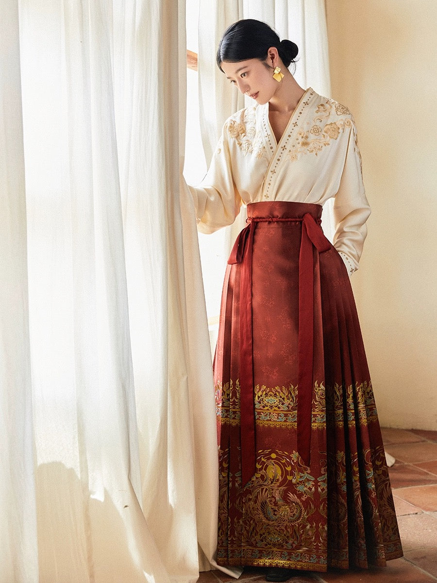 Ming Dynasty Modern Hanfu, Mamianqun, Tea Ceremony, Bridal, Dewspark (Preorder)