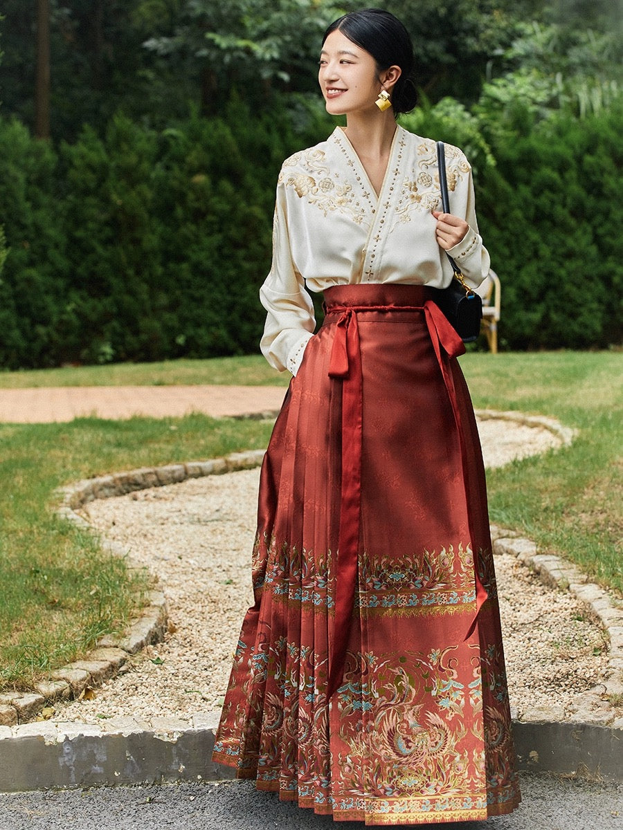 Ming Dynasty Modern Hanfu, Mamianqun, Tea Ceremony, Bridal, Dewspark (Preorder)