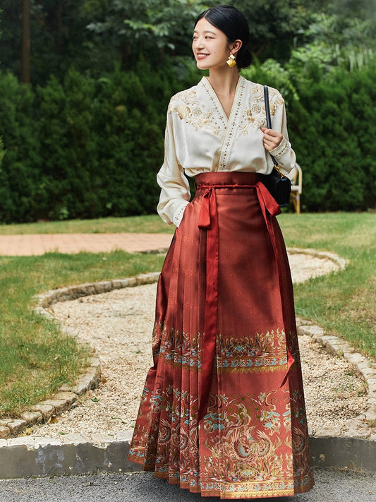 Ming Dynasty Modern Hanfu, Mamianqun, Tea Ceremony, Bridal, Dewspark (Preorder)