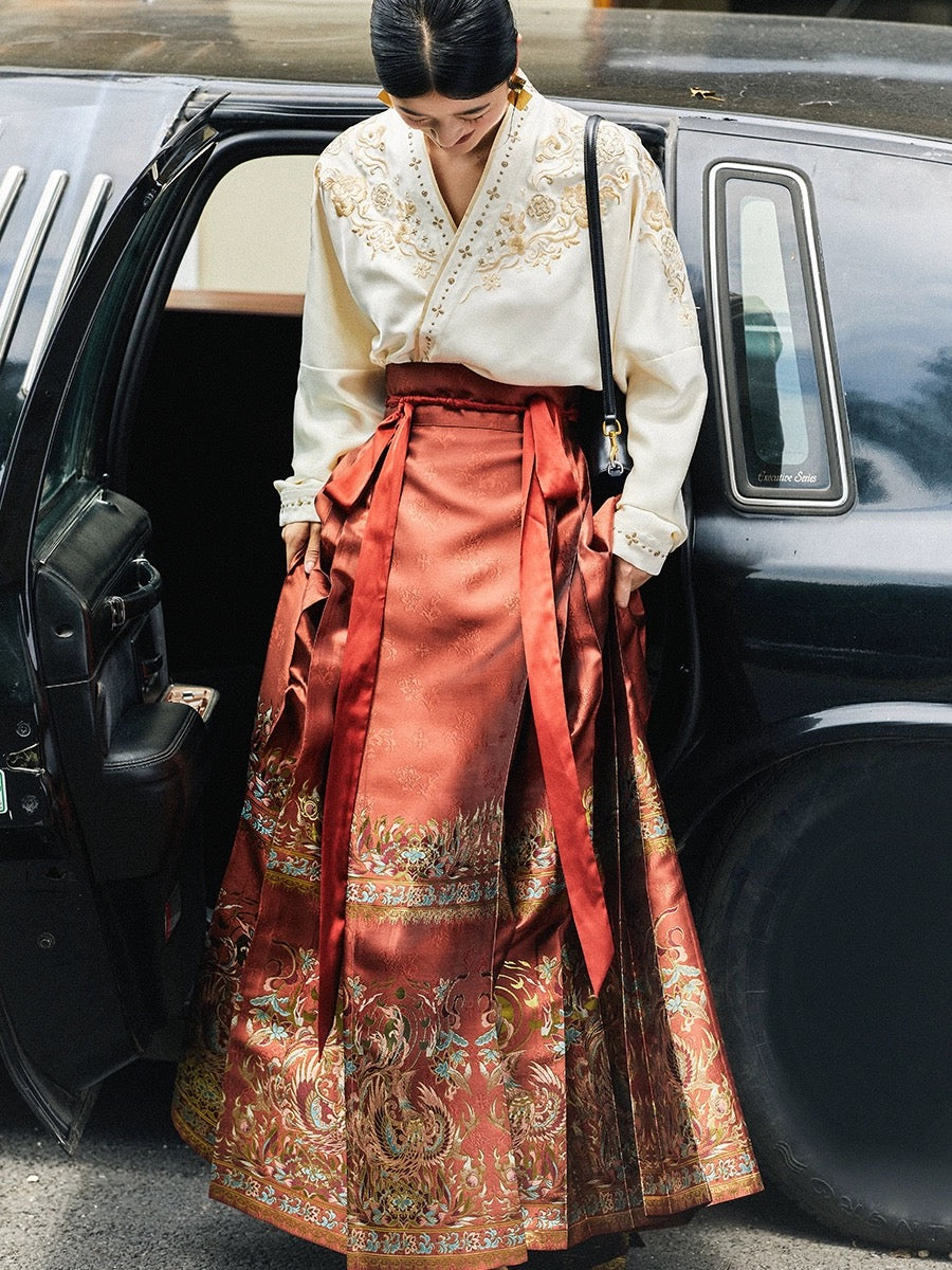Ming Dynasty Modern Hanfu, Mamianqun, Tea Ceremony, Bridal, Dewspark (Preorder)