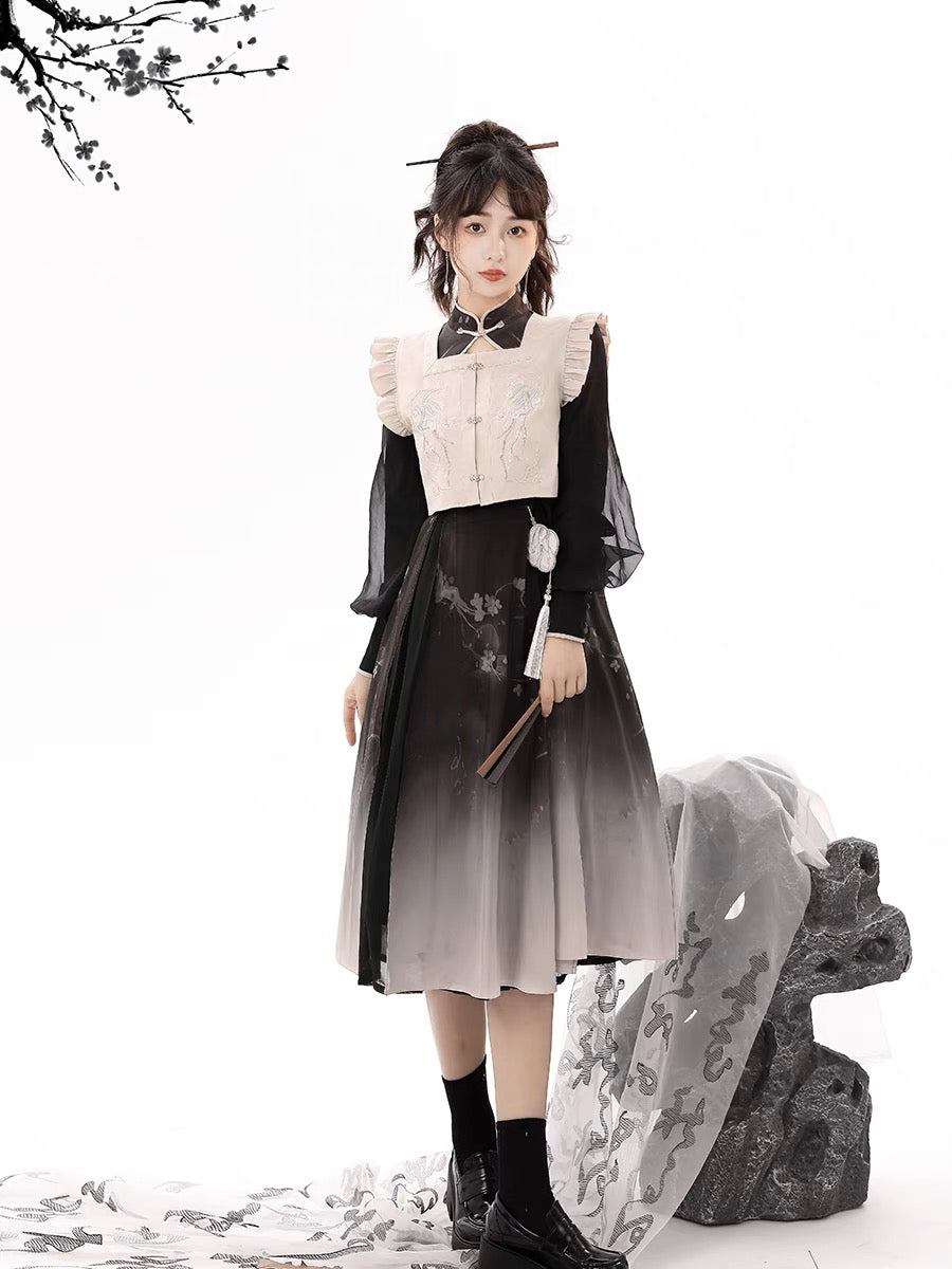 Sliver Modern Ming Style Hanfu Midi Dress