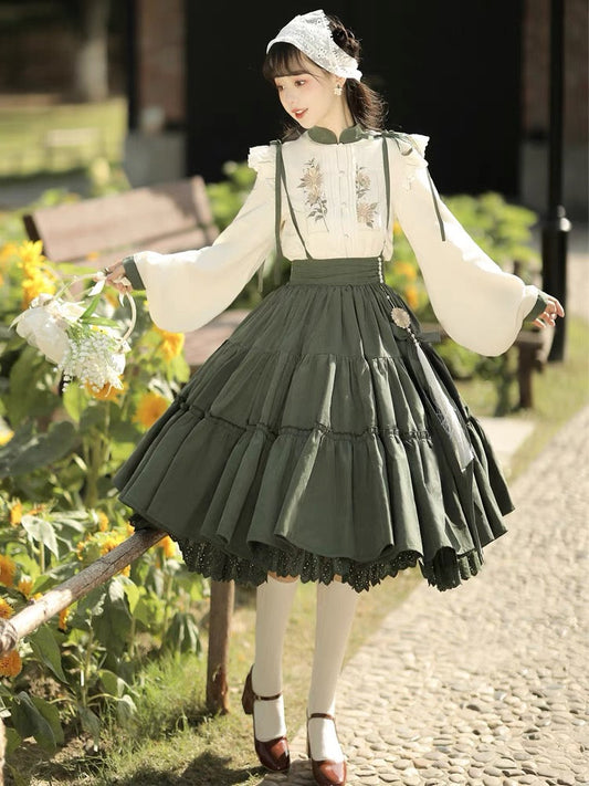 Qi Lolita Ming Dynasty Hanfu Cottage Inspired Costume, Maiden
