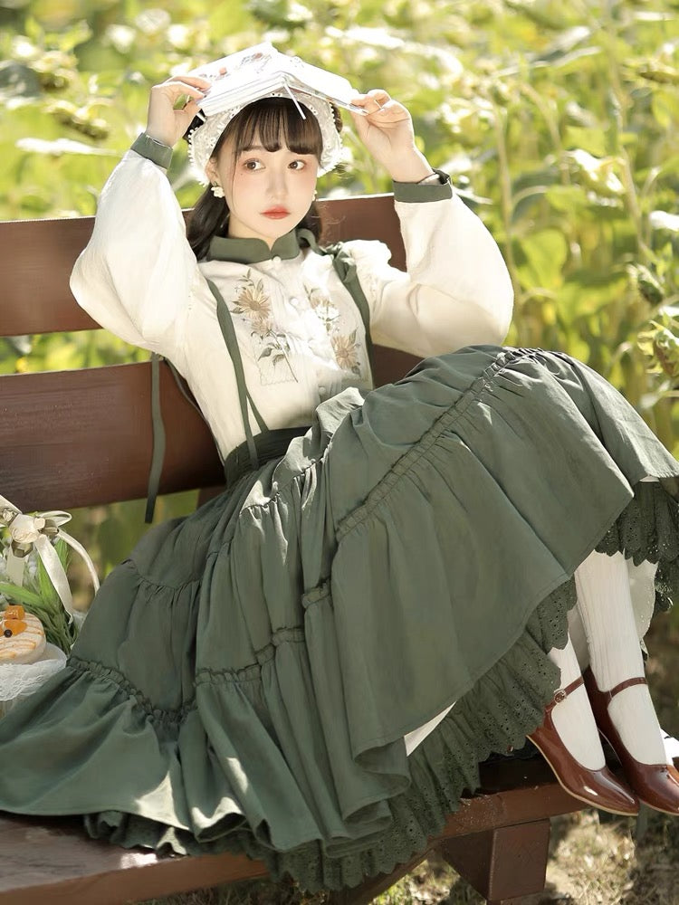 Qi Lolita Ming Dynasty Hanfu Cottage Inspired Costume, Maiden