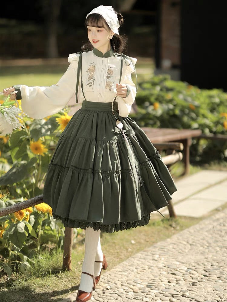Qi Lolita Ming Dynasty Hanfu Cottage Inspired Costume, Maiden