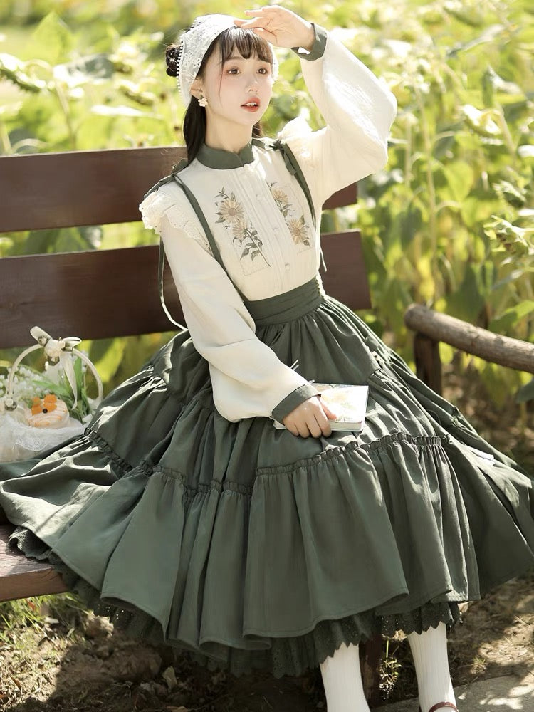 Qi Lolita Ming Dynasty Hanfu Cottage Inspired Costume, Maiden