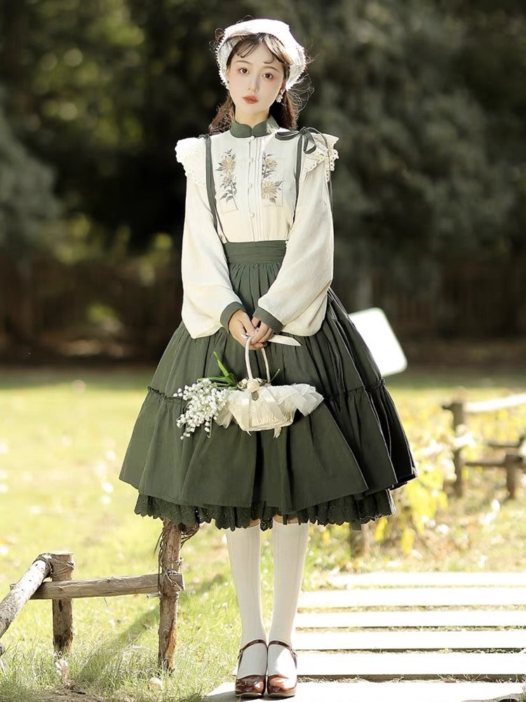 Qi Lolita Ming Dynasty Hanfu Cottage Inspired Costume, Maiden