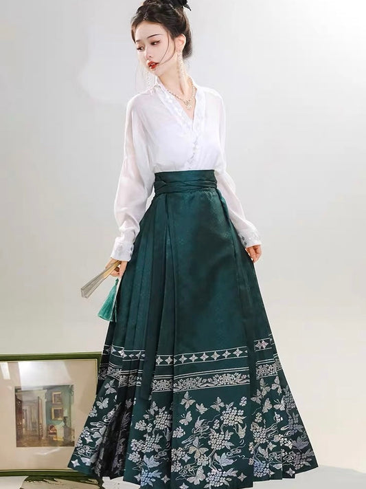 Ming Dynasty Modern Hanfu, Mamianqun, Tealine