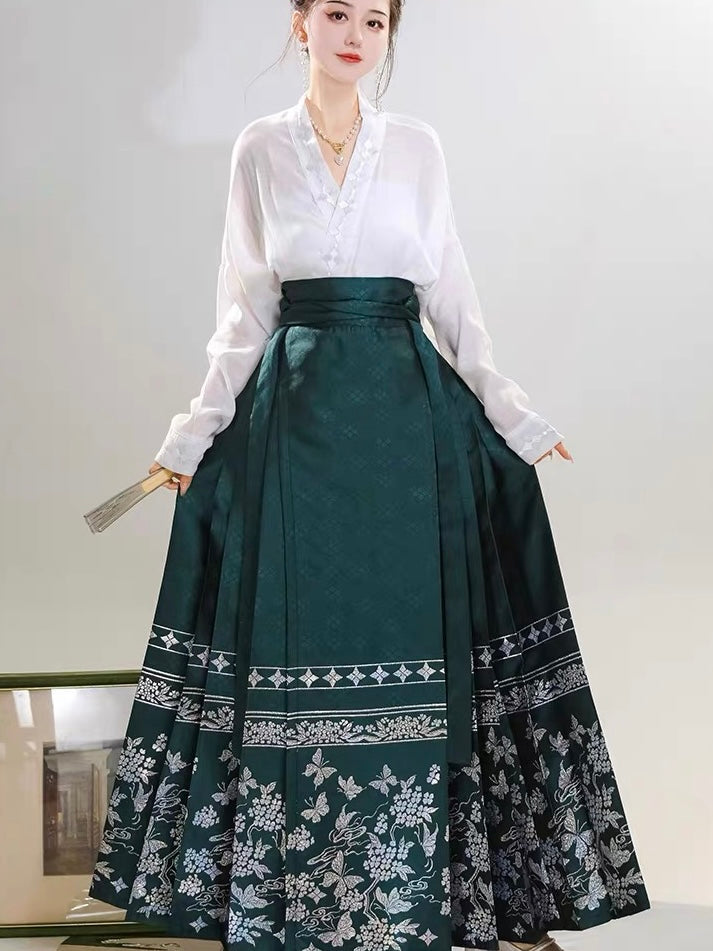 Ming Dynasty Modern Hanfu, Mamianqun, Tealine