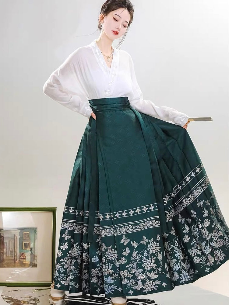 Ming Dynasty Modern Hanfu, Mamianqun, Tealine