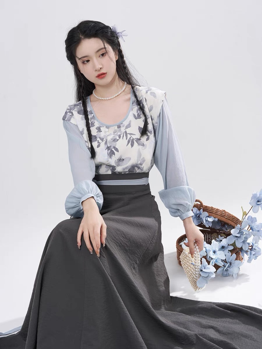 Jaylin Modern Hanfu Tang Style Square Collar Set
