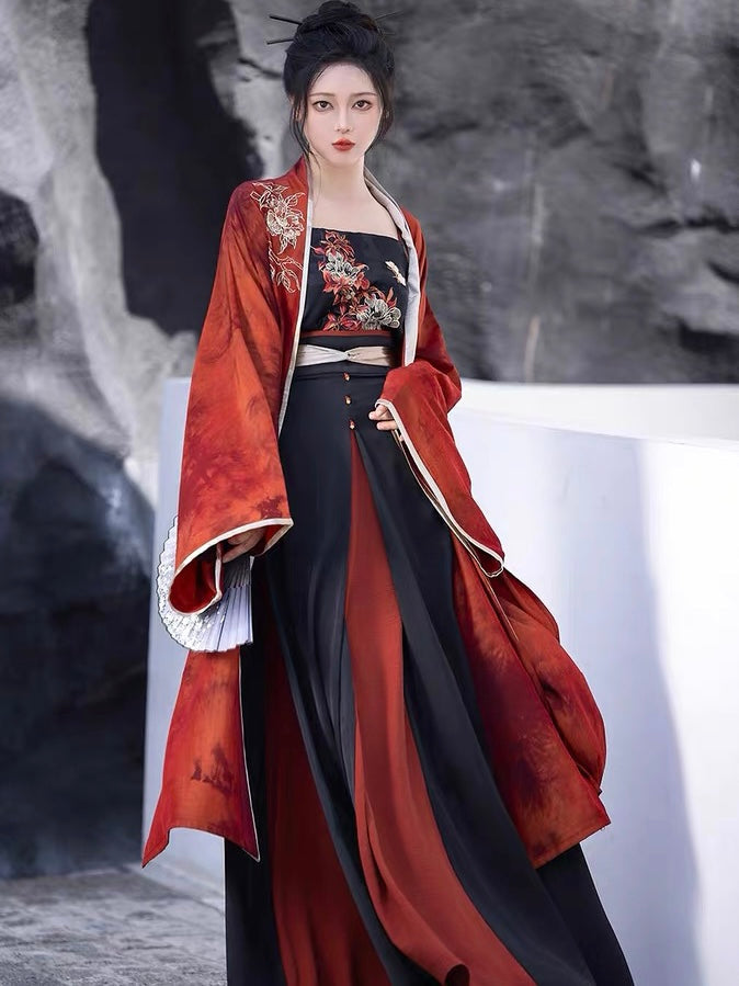 Vermilion Modern Hanfu Song Style Matching Set