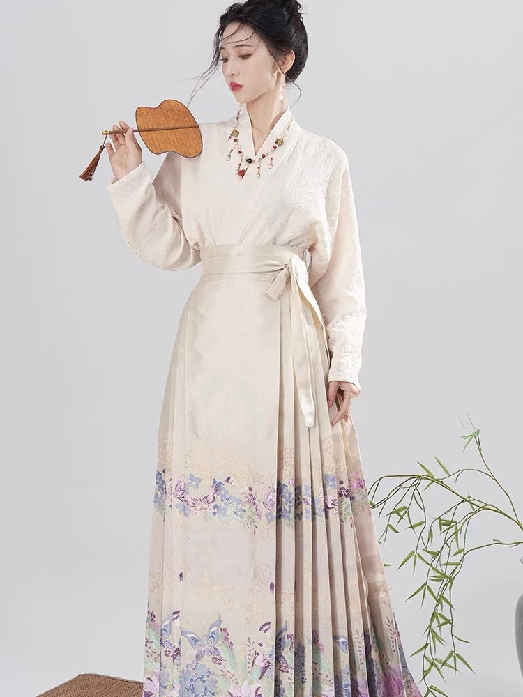 Ming Dynasty Modern Hanfu, Mamianqun, Night Orchid (Preorder)