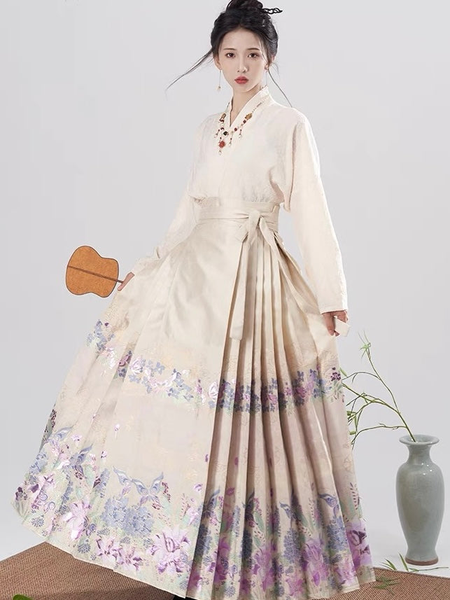 Ming Dynasty Modern Hanfu, Mamianqun, Night Orchid (Preorder)