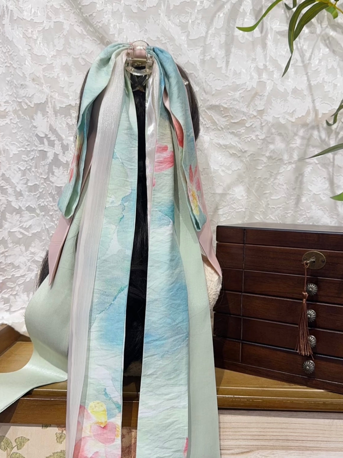 Large Oriental Hair Bows: Lotus Dew