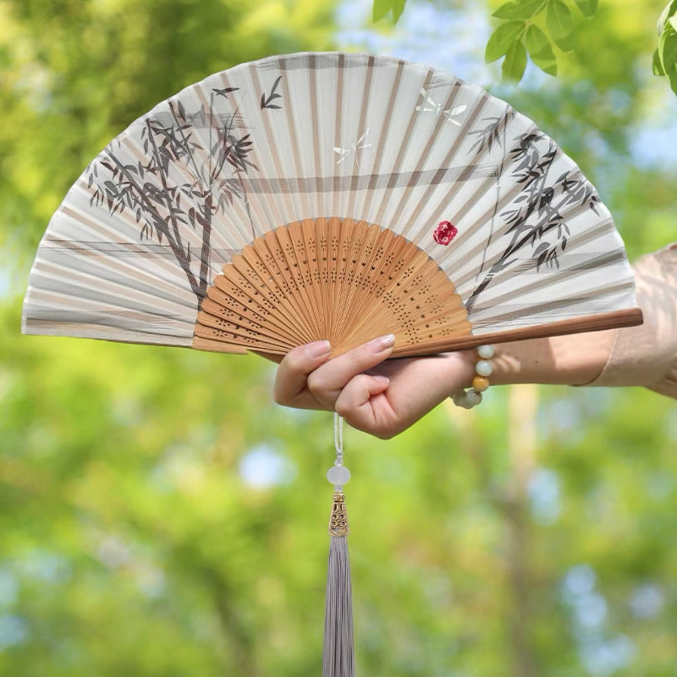 Dark Ink Folding Fan