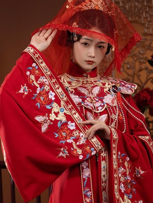 Ming Dynasty Hanfu, Robe, Bridal, Mamianqun, Qixi