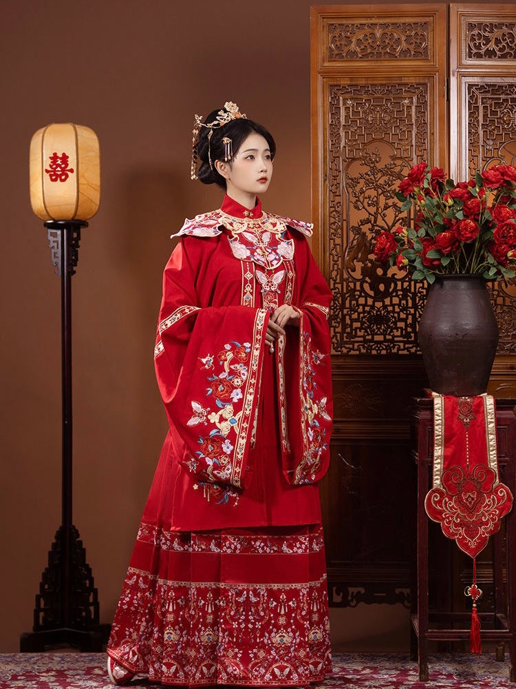 Ming Dynasty Hanfu, Robe, Bridal, Mamianqun, Qixi