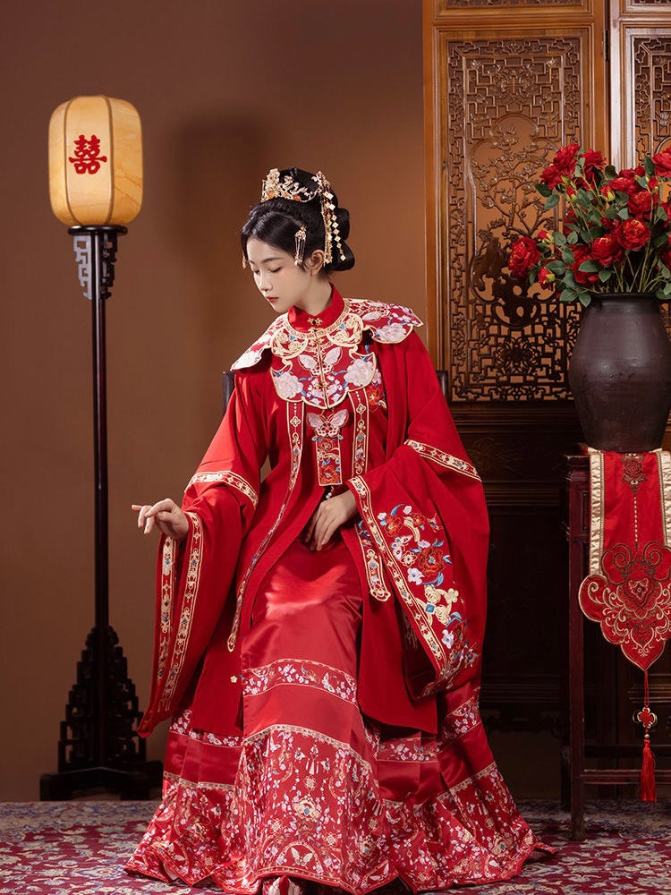 Ming Dynasty Hanfu, Robe, Bridal, Mamianqun, Qixi