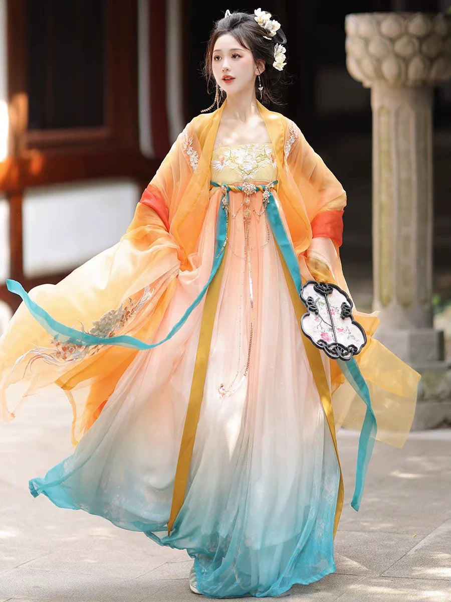 Listen to Rain 听雨 - Tang Dynasty Style Hanfu Dress Heziqun