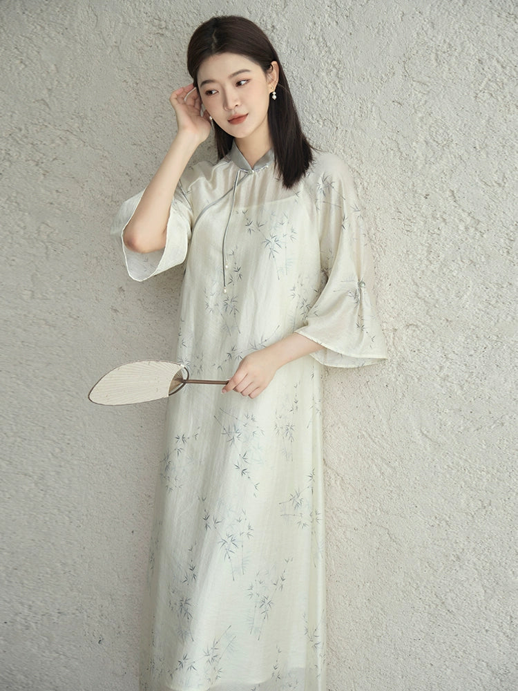 Ink Bamboo - New Chinese Style Summer Cheongsam (Preorder)