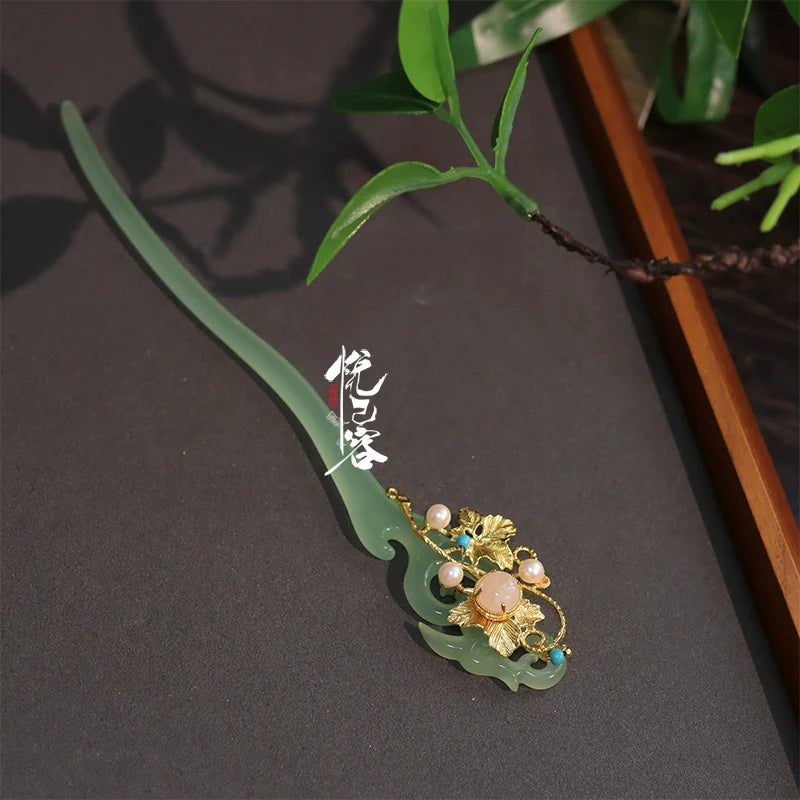 Hanfu Hair Accessories Set: Jade Rinse