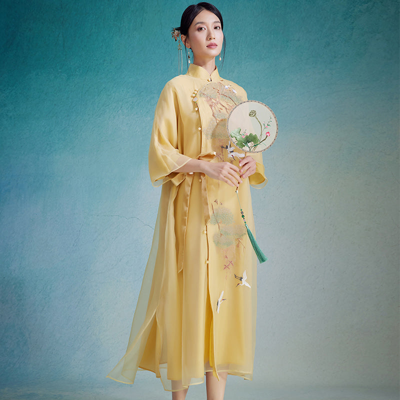 Xiangye - 100% Silk Loose Cheongsam Dress