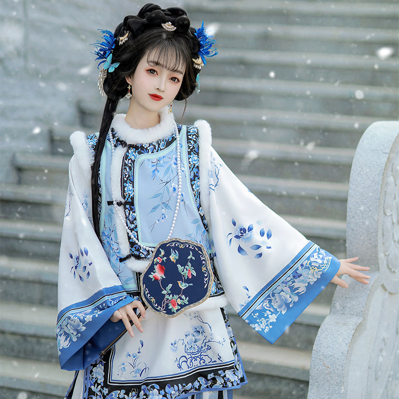 Celadon - Late Qing Dynasty Han Lady Outfit for Autumn and Winter