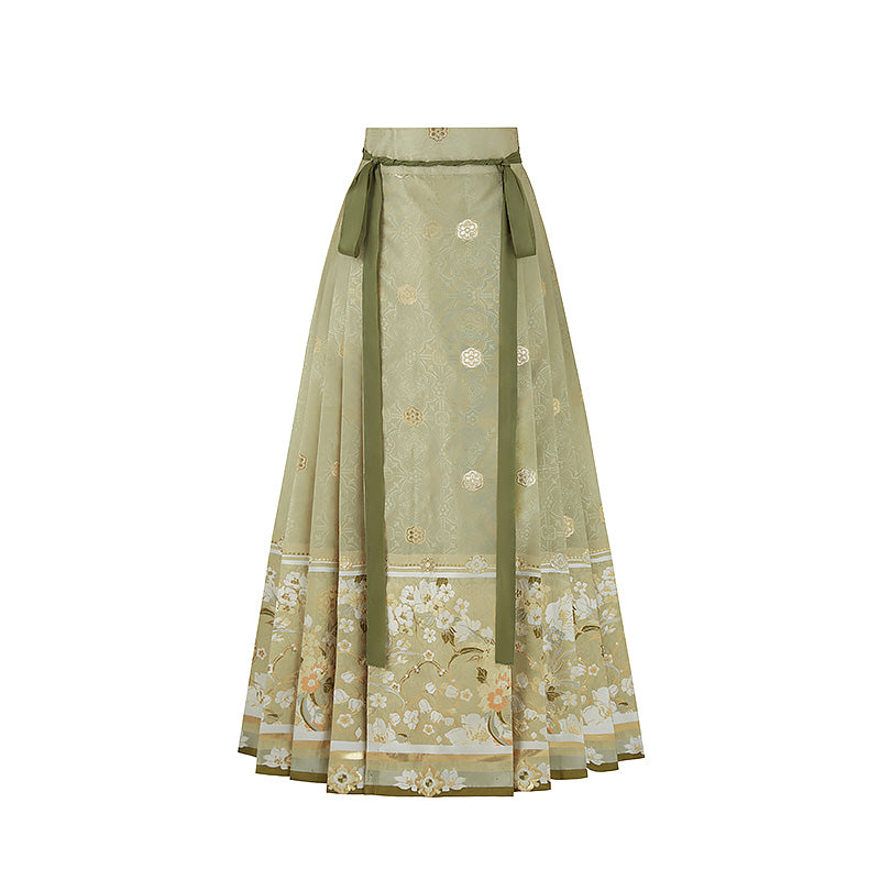 Dark Incense Fan 暗香执扇 - Round Collar Top & Mamianqun Ming Dynasty Hanfu Set